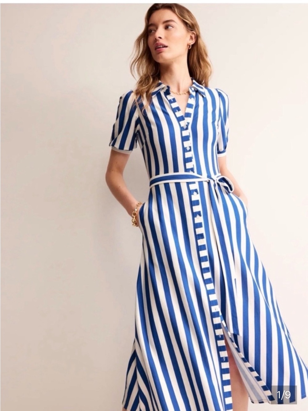 Boden striped button up jersey dress